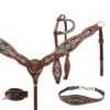 Southwestern Beaded White Buckstitch 4 Piece Headstall Set