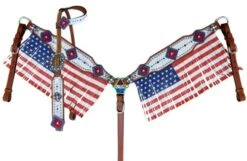 American Flag Fringe Headstall Set