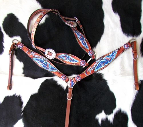 Freedom Painted Feather Headstall Set - Image 2