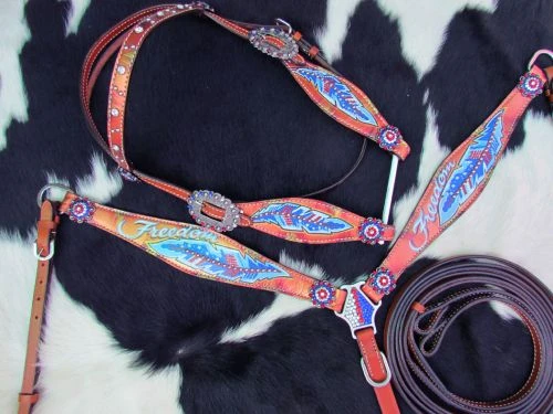 Freedom Painted Feather Headstall Set - Image 3