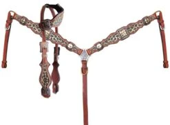 Copper Studs & Cheetah Print Headstall Set