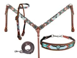 Longhorn Beaded 4 Piece Headstall Set