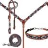 Medium Leather Beaded Southwest 4 Piece Headstall Set