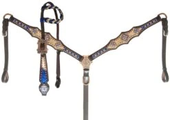Royal Blue & Gold Headstall Set