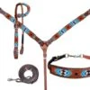Southwest Blue Beaded 4 Piece Headstall Set