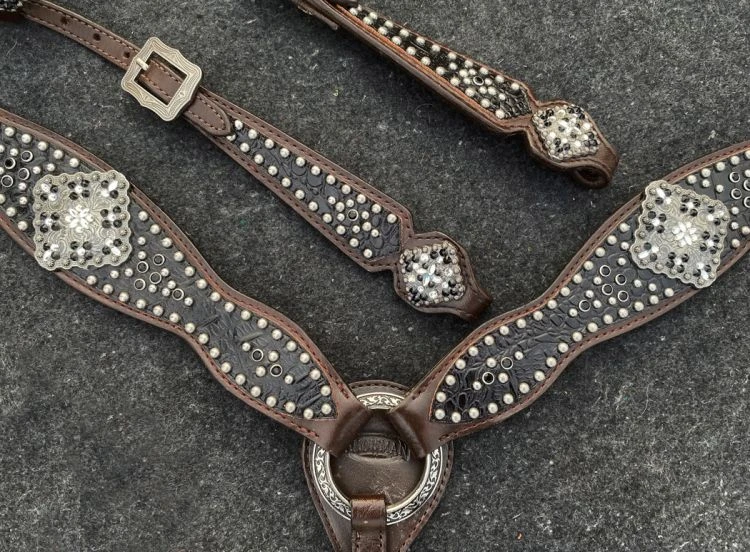 Gator Print Inlay One Ear Headstall Set - Image 2