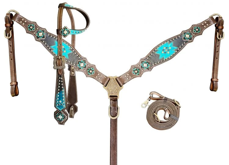 Teal Southwest One Ear Headstall Set