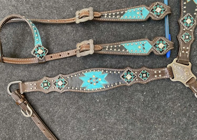 Teal Southwest One Ear Headstall Set - Image 2