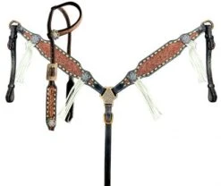 Two Tone Rawhide Headstall Set