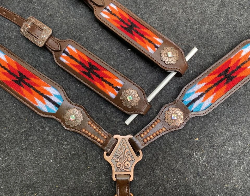 Southwest Blanket Inlay One Ear Headstall Set - Image 3