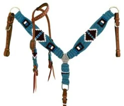 PONY One Ear Blue Corded Headstall Set