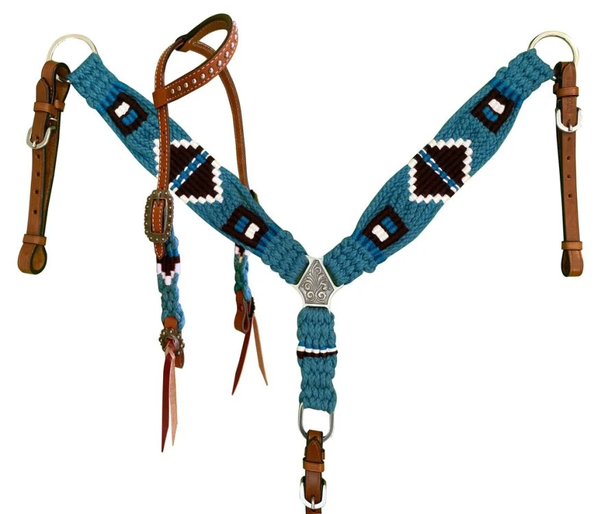 PONY One Ear Blue Corded Headstall Set