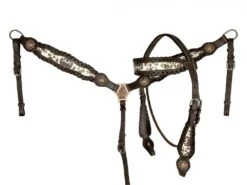 Cowhide Print Browband Headstall Set