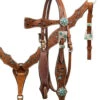 Teal Snakeprint Headstall Set