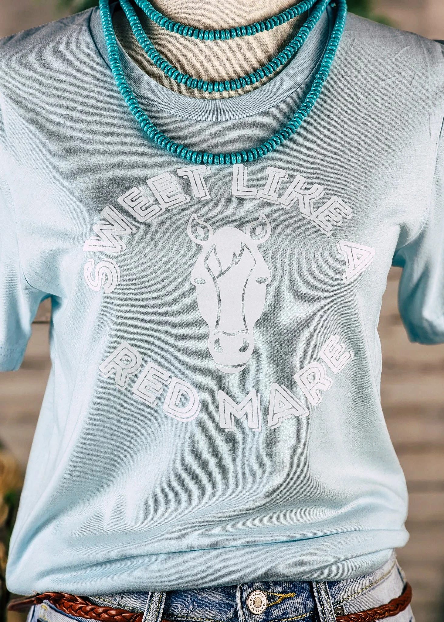 Ice Blue Sweet Like A Red Mare Short Sleeve Graphic Tee