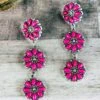 Antique Silver Pink Floral Earrings