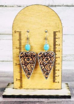 Tooled Heart Earrings