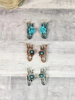Horse Head Floral Earrings