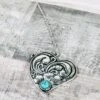 Antique Silver Turquoise Stone Heart Necklace