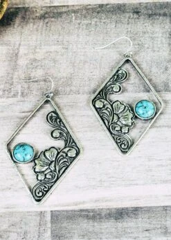 Antique Silver Diamond Tooled Earrings