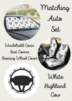 White Highland Cow 3 Piece Auto Set
