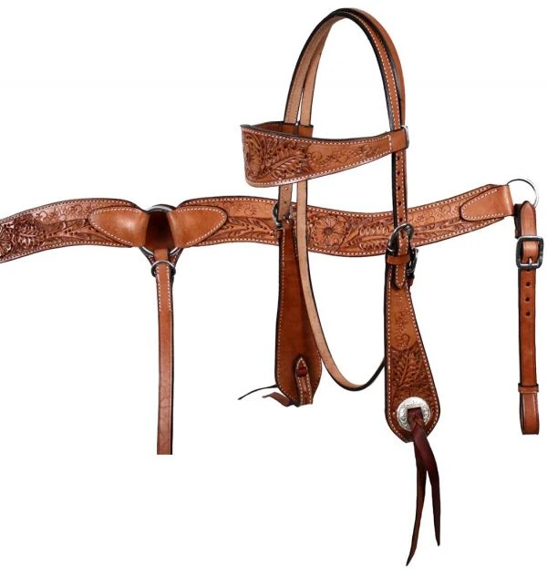 Wide Cheek Floral Headstall Set