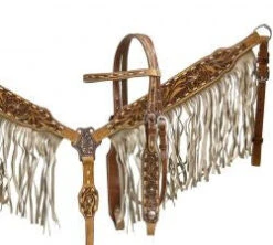 Tan Fringe Headstall Set