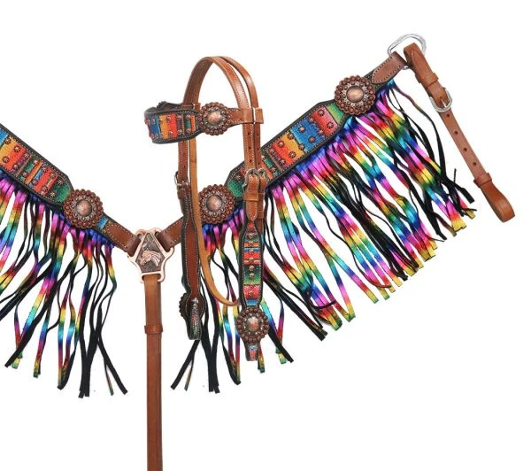 Serape Fringe Headstall Set