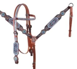 Light Blue Beaded Headstall Set