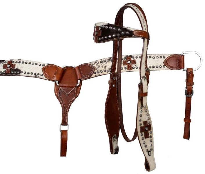 Double Stitched Cowhide Headstall Set