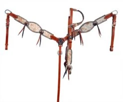 Medium Oil Cowhide Inlay One Ear Headstall Set
