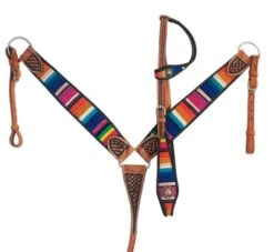 Serape Blanket Inlay One Ear Headstall Set
