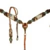 Hair On Cowhide Painted Teal Headstall Set