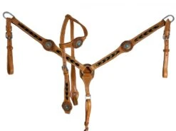 One Ear Turquoise Concho Braided Headstall Set
