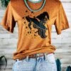 Autumn Orange Starry Witch Short Sleeve Graphic Tee