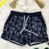 Black Cactus Drawstring Shorts