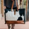 Cowhide Floral Tooled Weekender Bag