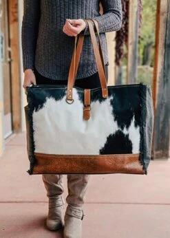 Cowhide Floral Tooled Weekender Bag