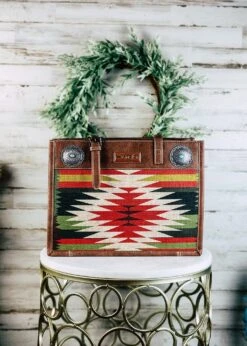 Brown Aztec Concho Tote Handbag