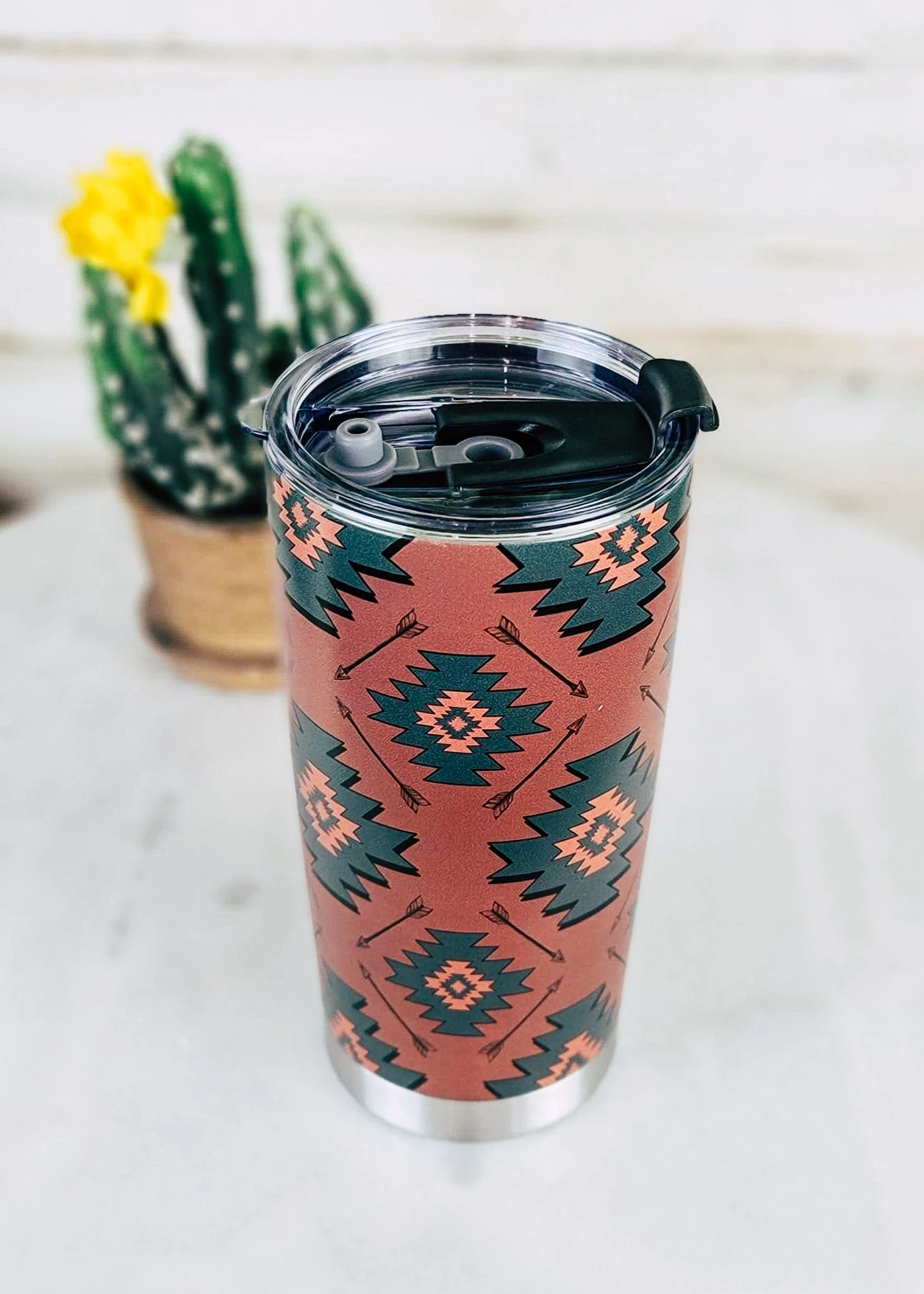 Brown Aztec & Teal Tumbler - Image 2