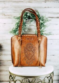 Brown Braided Strap Handbag