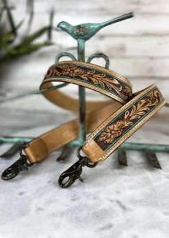 Brown & Teal Floral Garland Purse Strap