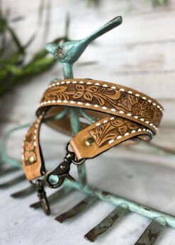 Chiseled Floral Buckstitch Purse Strap