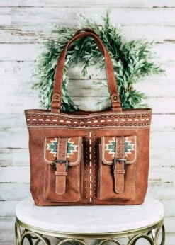 Concealed Carry Aztec Dual Pocket Tote Handbag