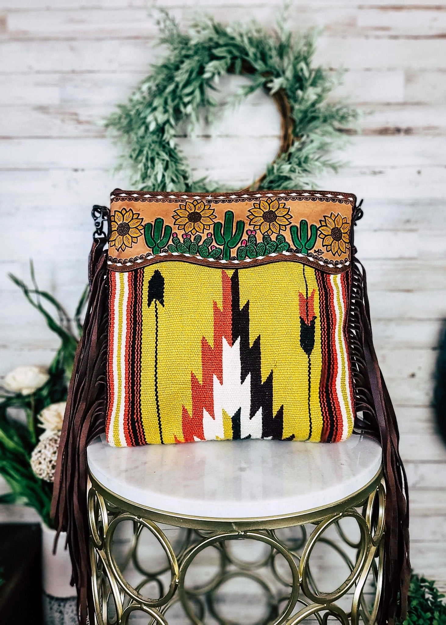 Concealed Carry Cactus Fringe Handbag - Image 2