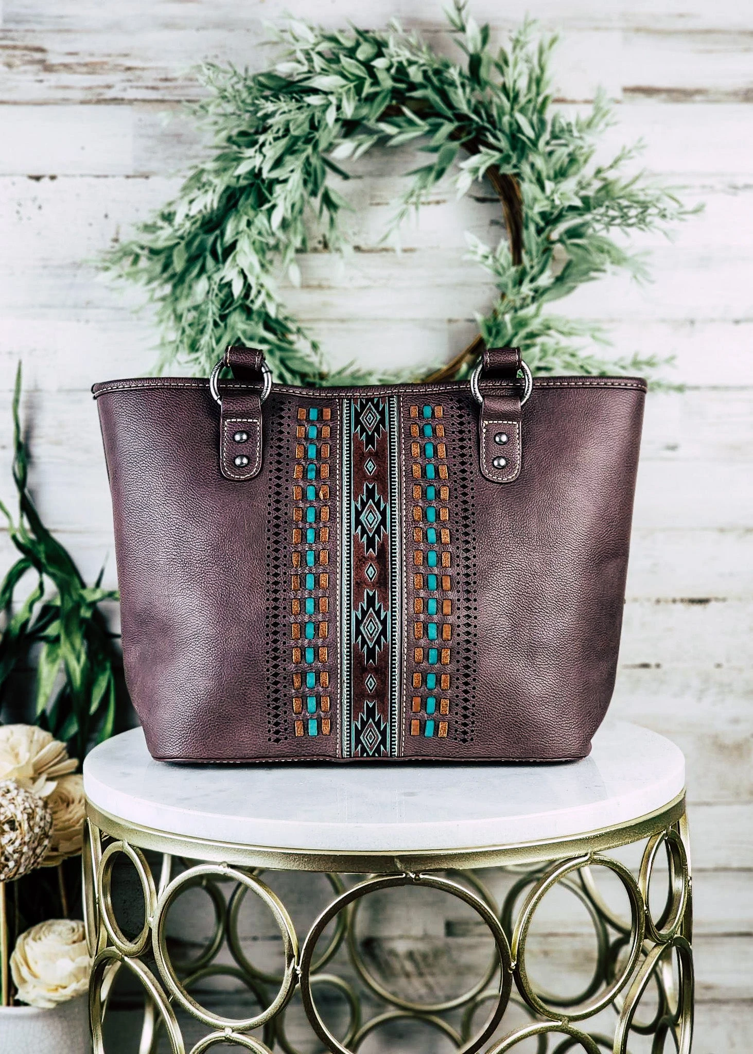 Concealed Carry Coffee Southwest Aztec Tote Handbag