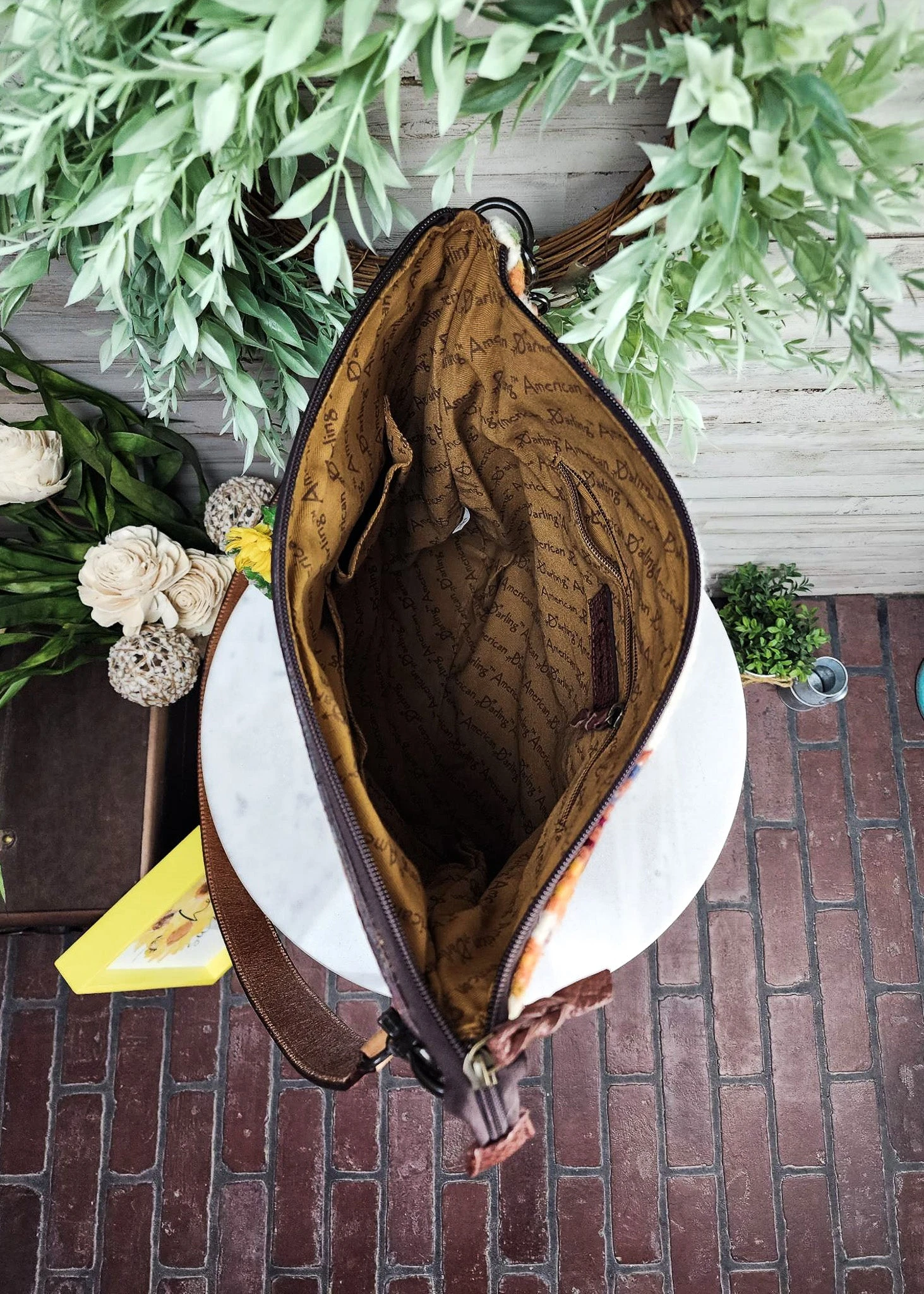 Concealed Carry Feather Serape Fringe Handbag - Image 4