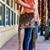 Concealed Carry Rocky Aztec Fringe Crossbody Handbag