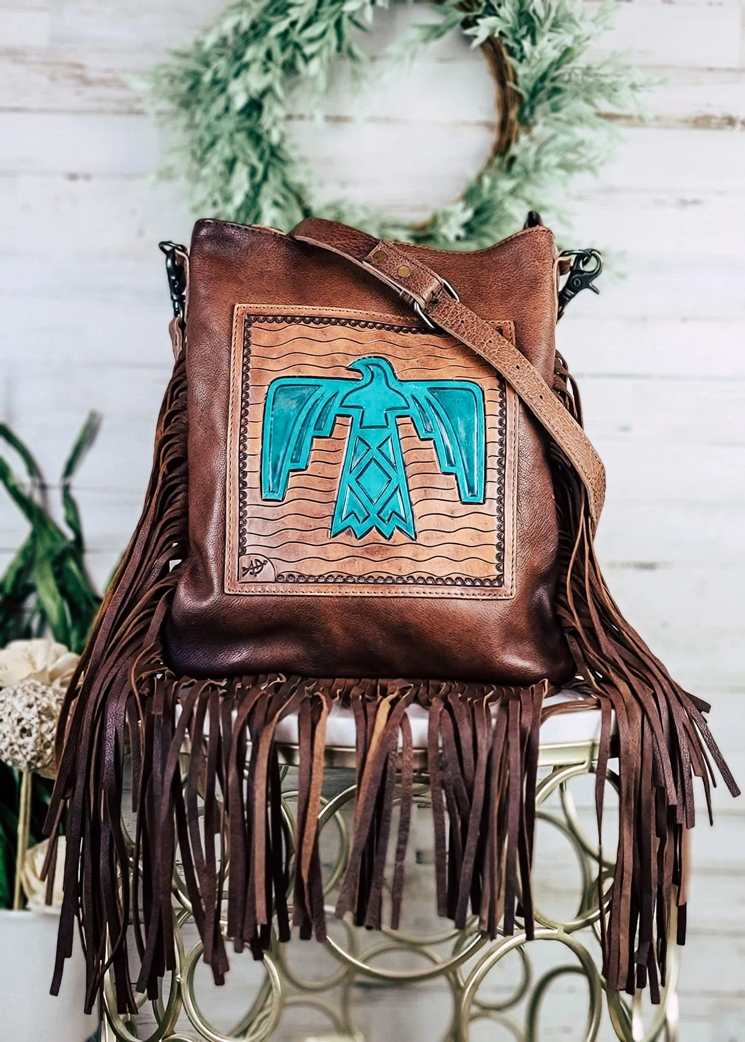 Concealed Carry Thunderbird Fringe Crossbody Handbag - Image 2