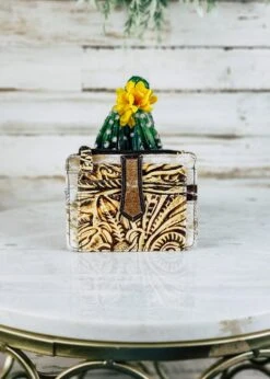 Cowhide Filigree Card Holder